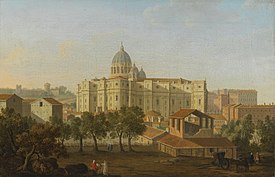 Giacomo van Lint - Rome, a view of the apse of Saint Peter's, with an artist sketching in the foreground.jpg