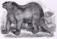 Reconstrucción de un iguanodonte de Samuel Griswold Goodrich, en 1859.