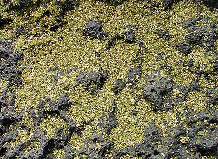 Green sand is actually crystalline olivine which has been eroded from lava rocks