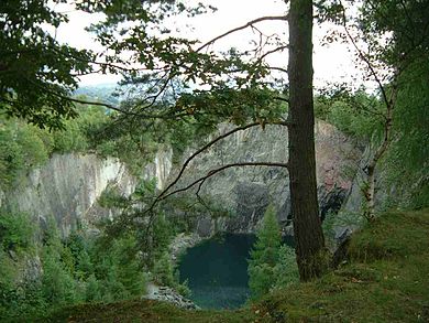 Looking down into Hodge Close Quarry. HODGE CLOSE QUARRY (2).JPG