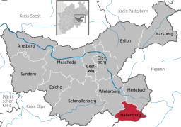 Läget för staden Hallenberg i Hochsauerlandkreis