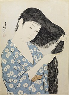 Česání vlasů (Kamisuki 髪すき) Goyó Hašiguči, 1920