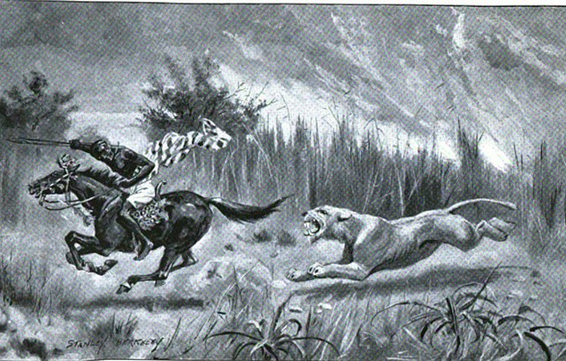 Hussein Hasan and Mangalool being chased by a lioness