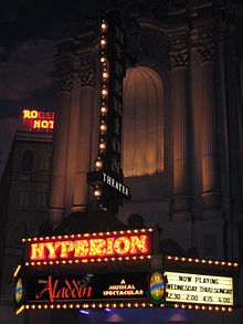 Hyperion Theater marquee at night in 2006. Hyperion Theater 331.jpg