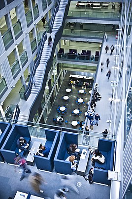 Inside the Manchester Metropolitan University Business School Internal image of the Manchester Metropolitan University Business School.jpg