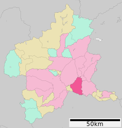 Location of Isesaki in Gunma