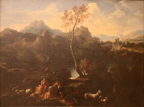 Jan Frans van Bloemen, Paesaggio con pastori di capre.