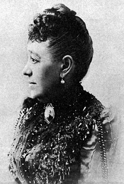 Stanford co-founder Jane Stanford directed that her jewels be sold to endow library acquisitions Jane Stanford.jpg