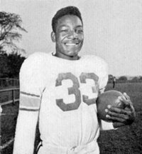 Brown, pictured in his senior season, was an athletic standout at Manhasset High School in New York Jim Brown in 1953 yearbook.jpg