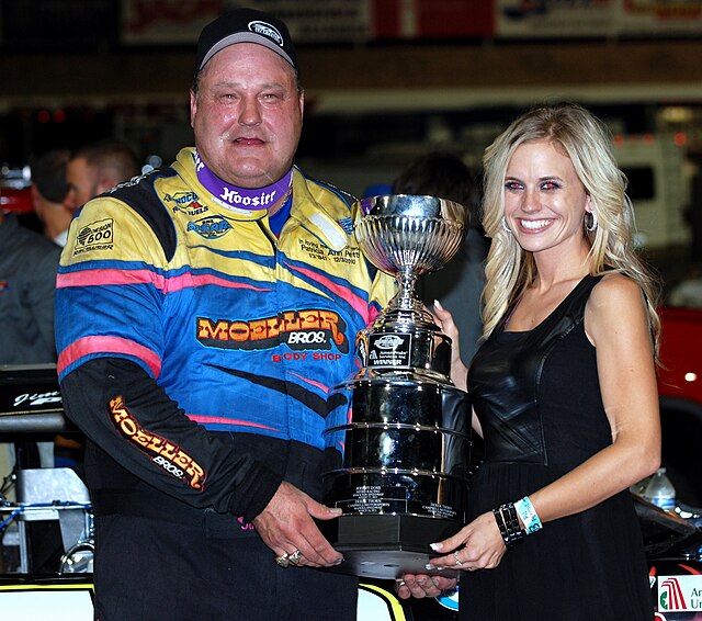 Multiple champion Jim Pettit II with the 2013 Kern County race trophy.