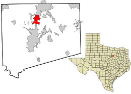 Расположение в округе Джонсон и штате Техас