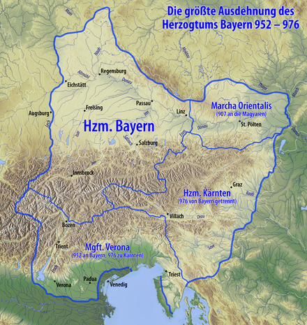 Stem duchy of Bavaria in the 10th century