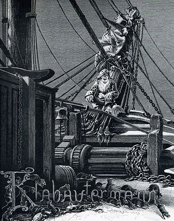 A Klabautermann on a ship, from Buch Zur See, 1885.