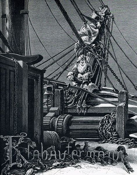A Klabautermann on a ship, from Buch Zur See, 1885