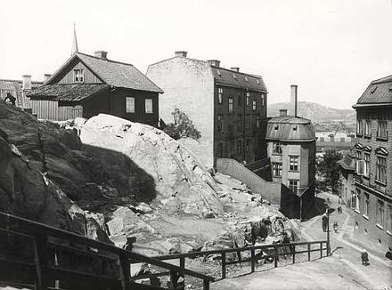 Landshövdingehus on Klamparegatan around year 1900. All of this was demolished in the 1960s. Picture from Gothenburg Museum of History