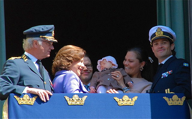The Royal Family at the Royal Palace in Stockholm on the king's 66th birthday on 30 April 2012.