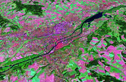 Die Stadt Landshut von Süden gesehen; Quelle: Landsat 2000
