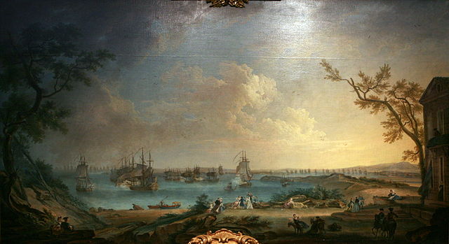 The departure of the French squadron on 10 April 1756 for the attack against Port Mahon, by Nicolas Ozanne