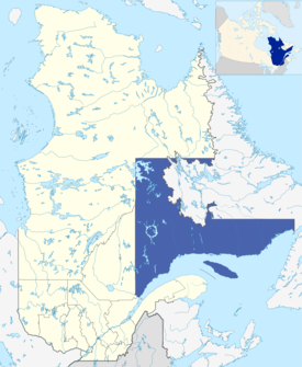 Placering af Côte-Nord-regionen i Québec