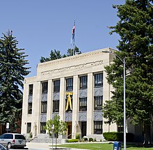 The Gallatin County Courthouse, seat of the 18th Judicial District of the Montana District Court (which covers Gallatin County). Looking NW at Gallatin County Courthouse 003 - Bozeman Montana - 2013-07-09.jpg