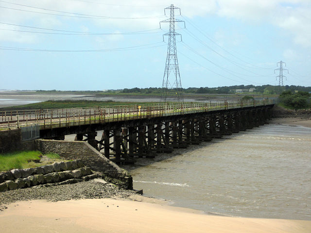 The former wooden Loughor Rail Viaduct was replaced by a concrete/steel structure in 2013.