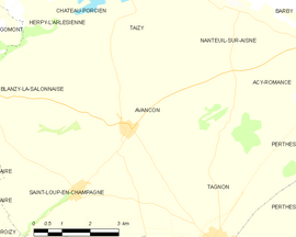 Mapa obce Avançon