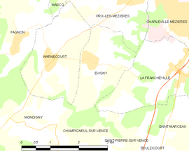 Mapa obce Évigny