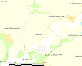 Mapa obce Gomont