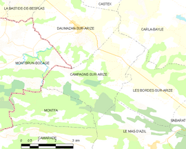 Mapa obce Campagne-sur-Arize