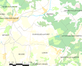 Mapa obce Courcelles-la-Forêt