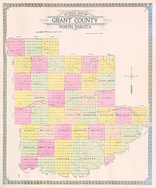 Outline map of Grant County, North Dakota, 1918 Map of Grant County, N.D., 1918.jpg