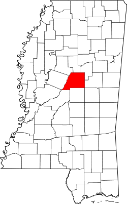 map of Mississippi highlighting Attala County
