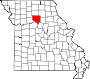 Harta statului Missouri indicând comitatul Chariton