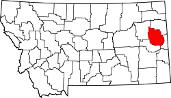 map of Montana highlighting Dawson County