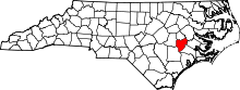 Harta e Lenoir County në North Carolina