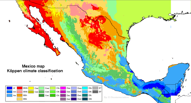 File:Mapa de México con la Clasificación Climática de Köppen.png