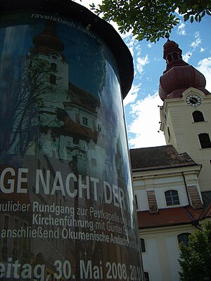 A promotional flier for the Night of Churches at Pfarrkirche Ravelsbach MariaeHimmelfahrtRavelsbach.Aa.JPG
