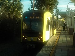 Blue Line (Los Angeles Metro) light rail line running north-south route between Long Beach and downtown Los Angeles