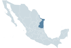 สถานที่ตั้งของรัฐตาเมาลีปัสในเม็กซิโก
