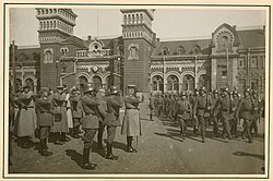 A German military parade in Yekaterinoslav in spring 1918. Military parade in Yekaterinoslav (8610324703).jpg