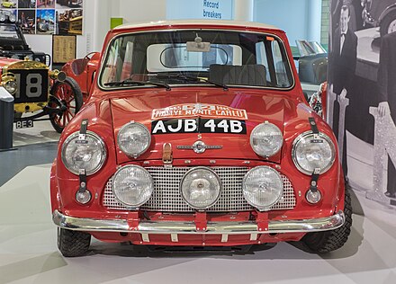 The 1964 Morris Mini Cooper S, winner of the 1965 Monte Carlo Rally