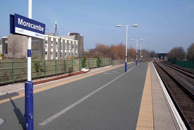 Morecambe railway station platform in March 2009