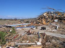 EF4 damage to a large brick home near Moulton, Alabama. MoultonEF42008.jpg