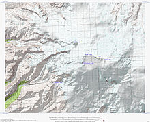 Topographic map of Mount Wrangell showing the summit caldera
