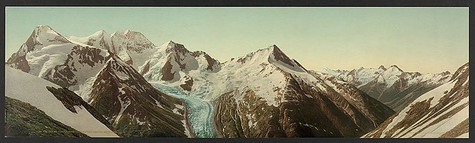 Mt. Fox (upper left), Mount Dawson (in back), Dawson Glacier, & Mt. Donkin to right