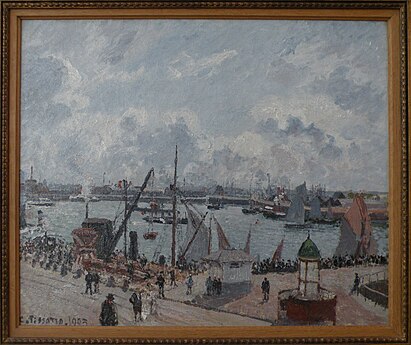 Camille Pissarro, Avan-havnen i Le Havre.  Morgen.  Sun. Tide (1902)