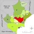 Розташування муніципалітету Мучамел у комарці Кампо-де-Аліканте