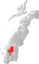 Mapa do condado de Nordland com Vefsn em destaque.