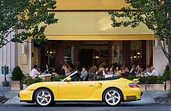 A yellow Porsche in Soho. New York City 2005