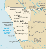 Location of Windhoek in Namibia
